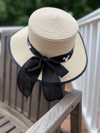 Summer Straw Hat with black trim