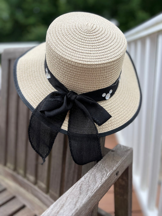 Summer Straw Hat with black trim