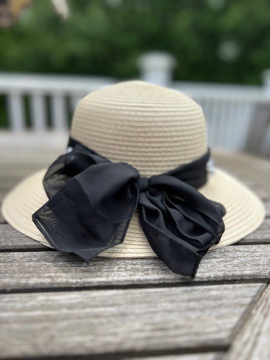 Bucket Straw Hat with large bow